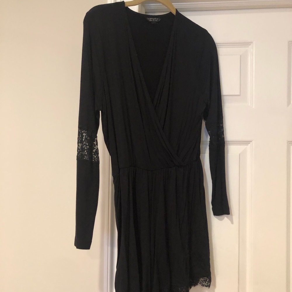 TopShop V Neck Lace Detail Romper
